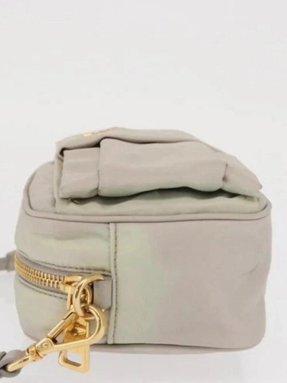 PRADA Shoulder Bag Nylon Ivory Gold Auth 168292 - Picture 4 of 16